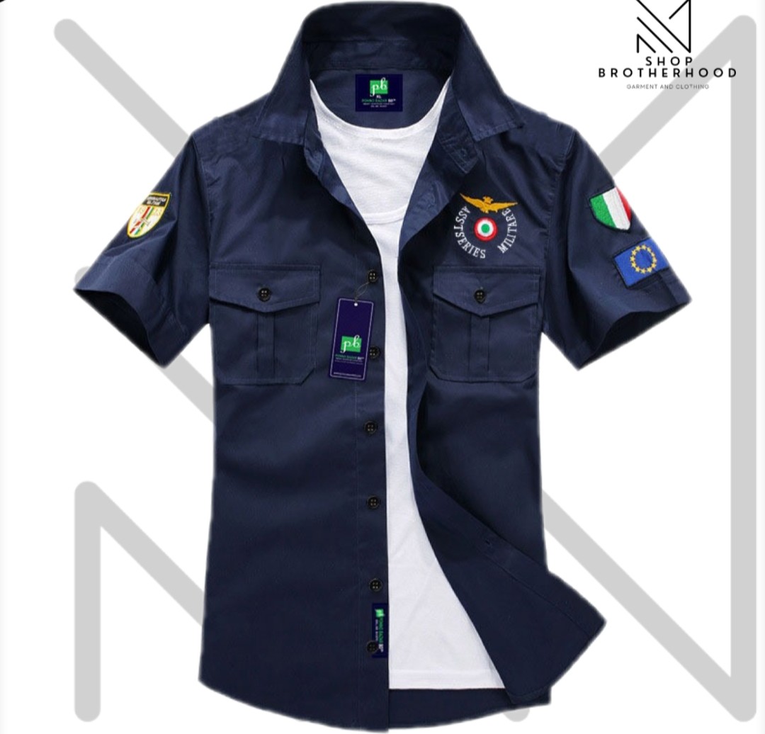 Print Shirt- Full Sleeve- Navy Blue Cotton